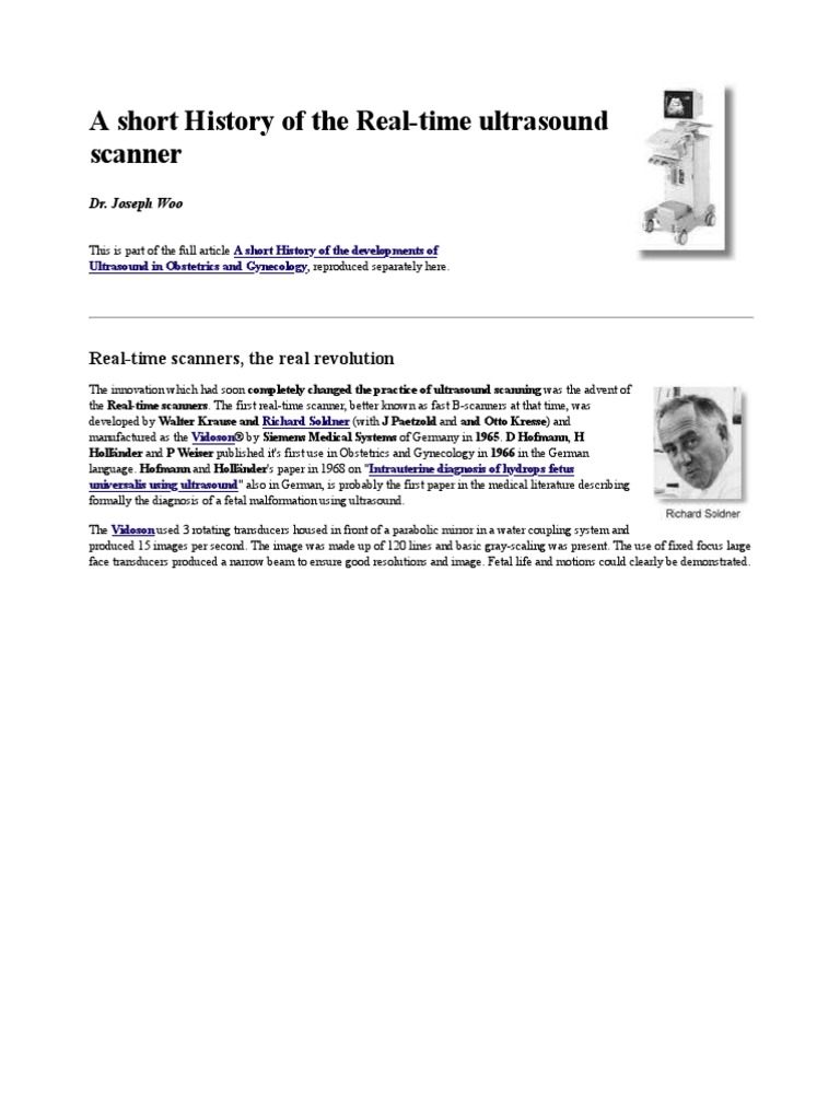 A Short History of The Real-Time Ultrasound Scanner | PDF | Integrated ...