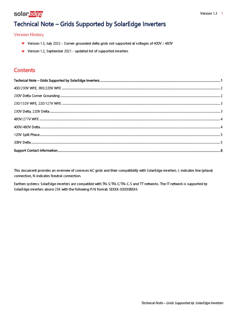 SolarEdge Inverter Grid Compatibility Guide | PDF | Mains Electricity ...