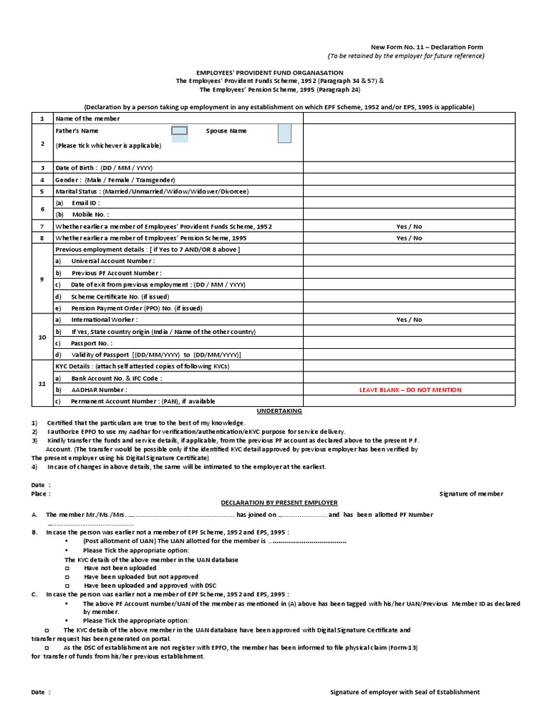01 pf declaration form 11 download free pdf access control