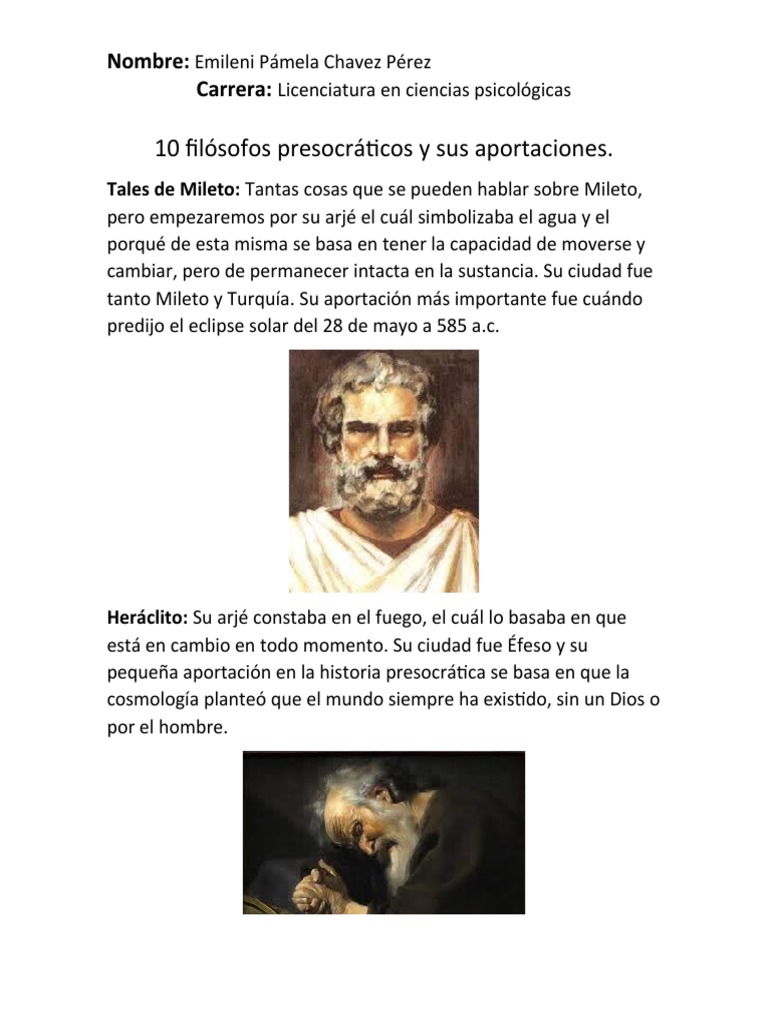 Filósofos Presocráticos y Sus Aportes | PDF