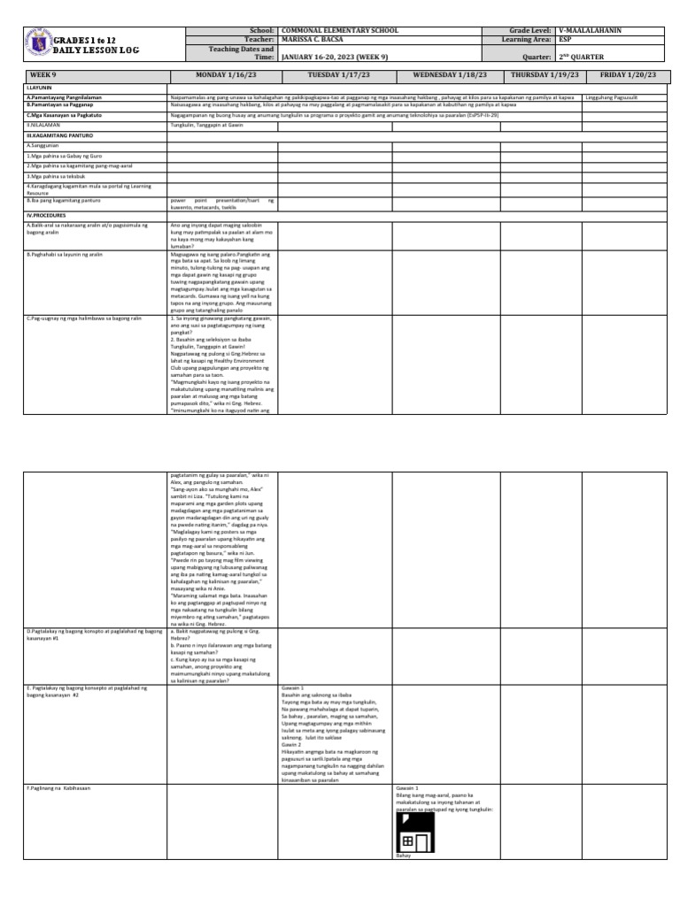 DLL - Esp 5 - Q2 - W9 | PDF