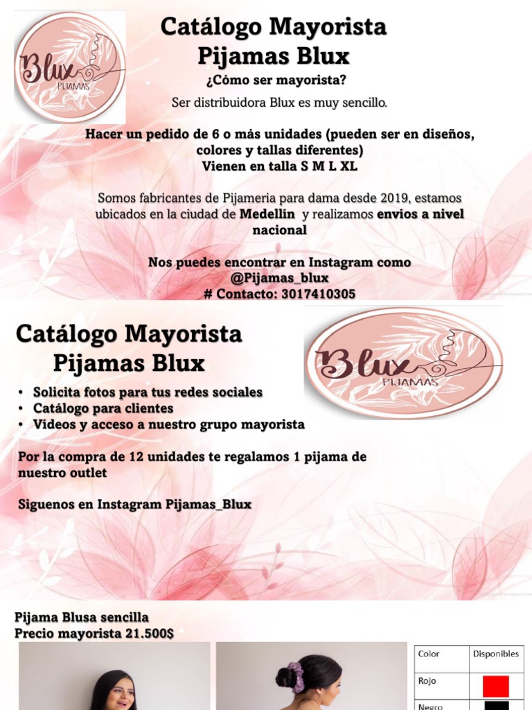 Catálogo Mayorista Pijamas Blux | PDF | Prenda interior | Ropa