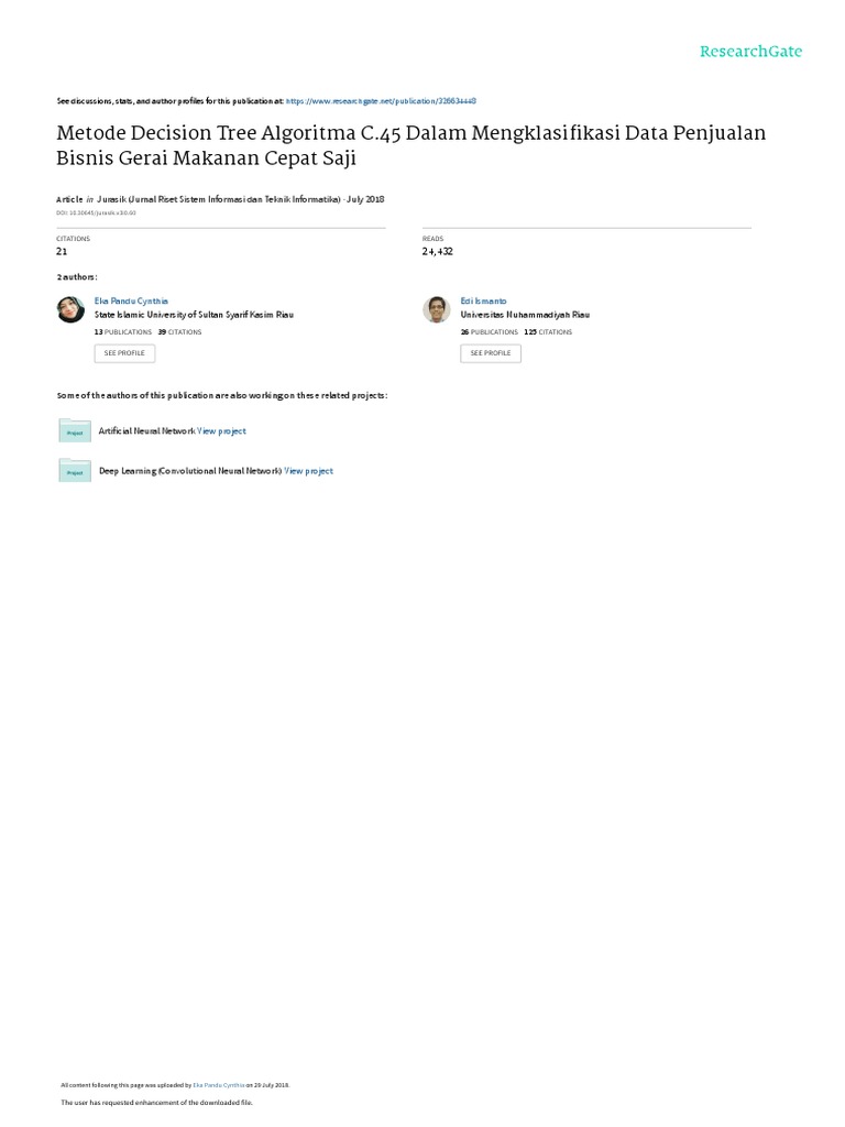 Metode Decision Tree Algoritma C45 Dalam Mengklasi | PDF | Data Mining ...