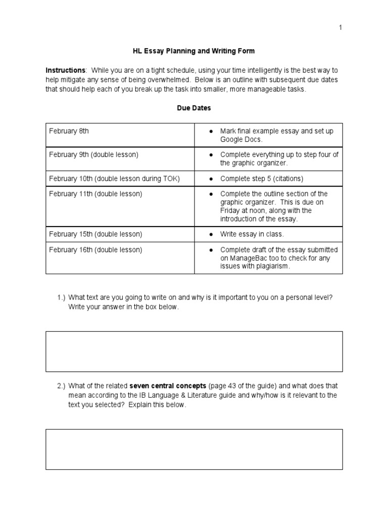 HL Essay Graphic Organizer PDF