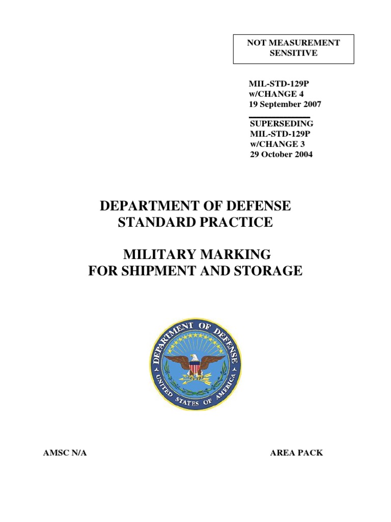 MILSTD129 Dangerous Goods Packaging And Labeling