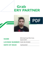 Grab Delivery Partner: Name License Number Date of Issue