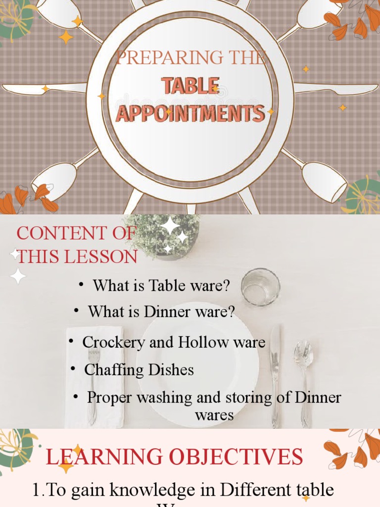 Overview of Tableware Types | PDF | Tableware | Cuisine