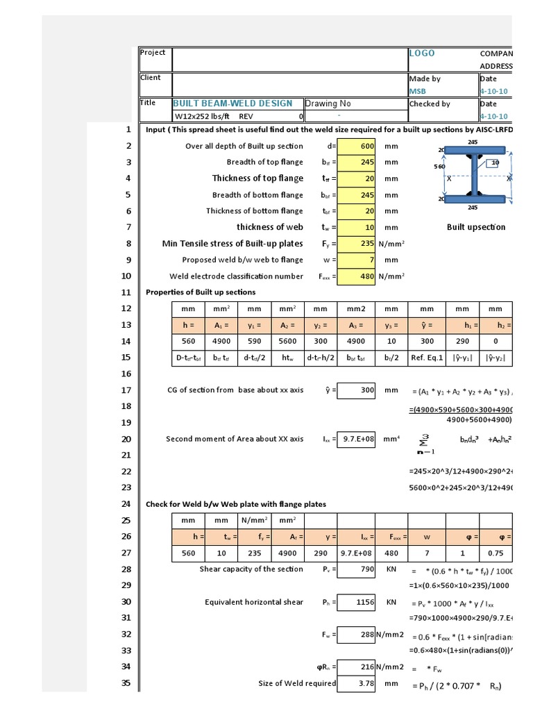 Built Beam Weld Design Specifications | PDF | Mechanical Engineering ...