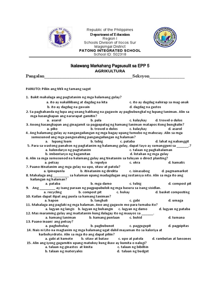PT - Epp-Agri 5 - Q1 | PDF