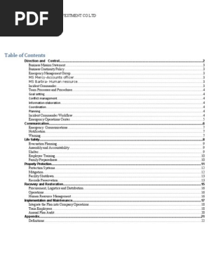 BUSINESS CONTINUITY PLAN