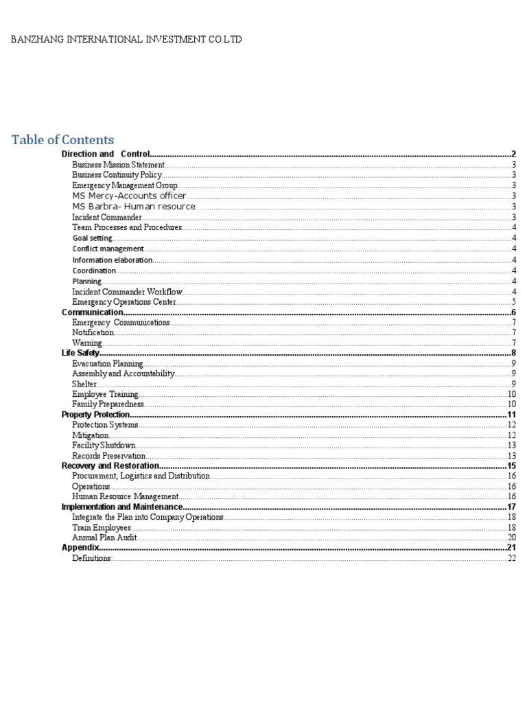 BUSINESS CONTINUITY MANAGEMENT PLAN PDF visual data 6