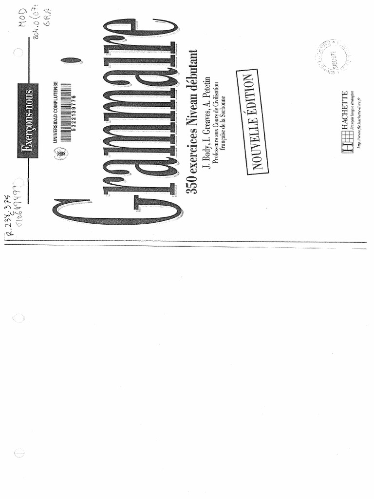 EXERCICES DE GRAMMAIRE EN CONTEXTE NIVEAU DEBUTANT CORRIG S PDF visual data 6