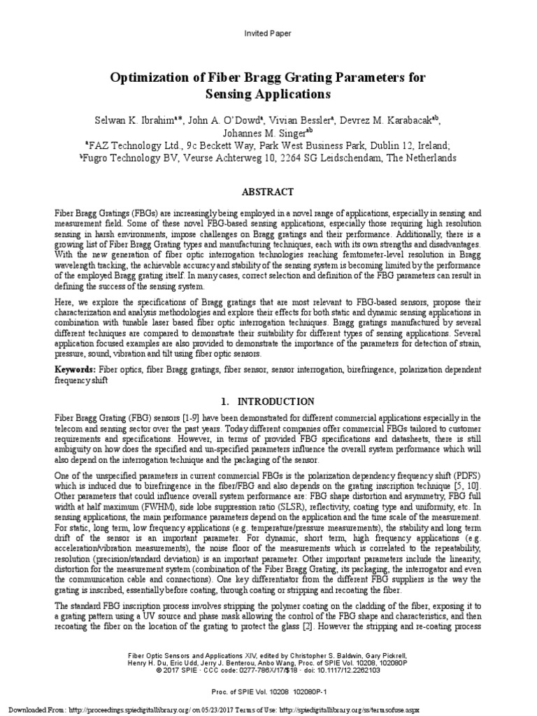 Optimization of Fiber Bragg Grating Parameters For Sensing Applications ...