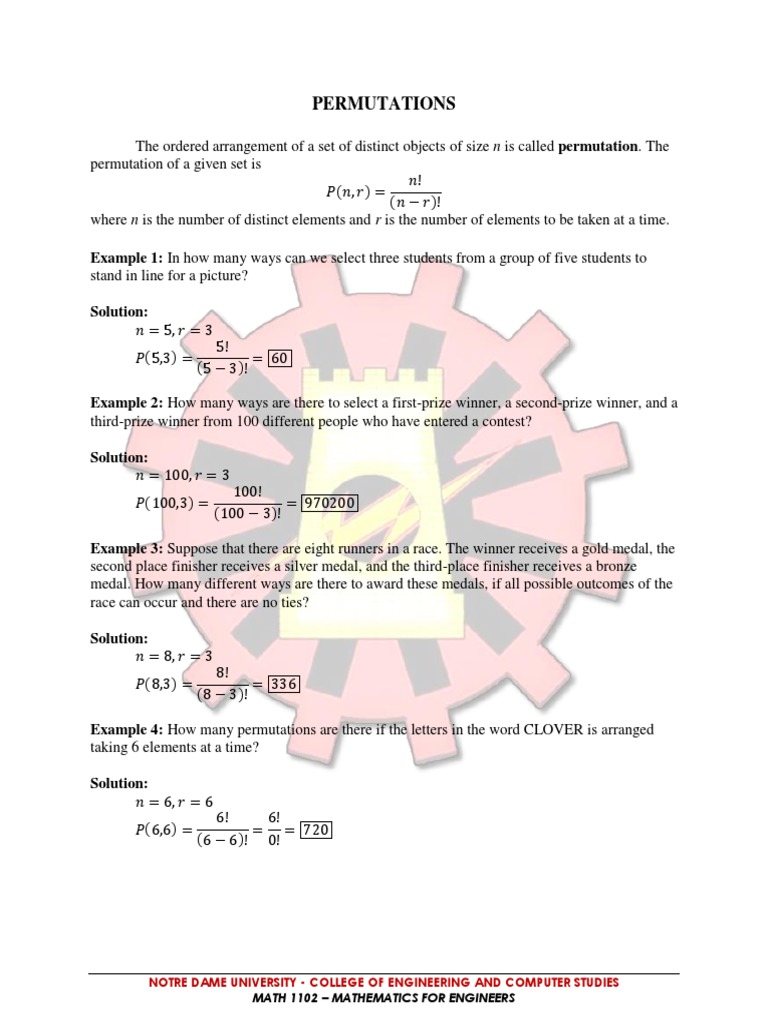 Tg2 Topic 4 Permutation and Combination PDF Mathematics
