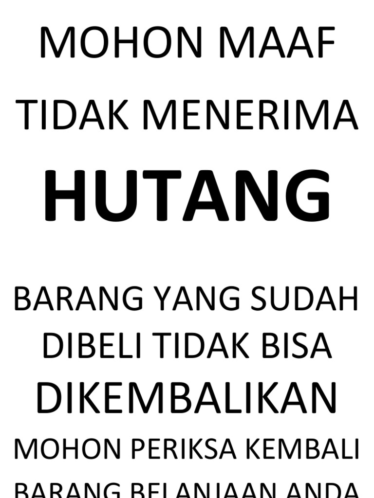 Tidak Menerima Hutang Pdf