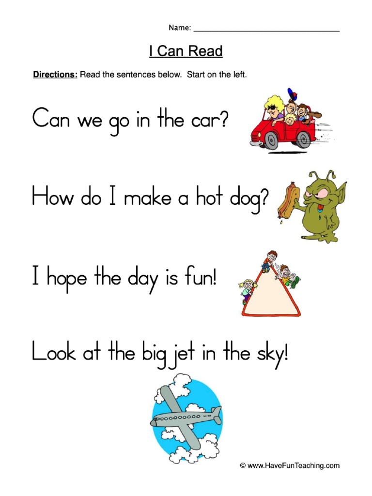 Simple Sentences Worksheet 1st Grade