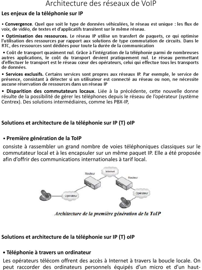 Architecture des réseaux VoIP | PDF | Voix sur IP | Protocoles Internet