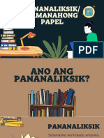 Pananaliksik - Pamanahong Papel