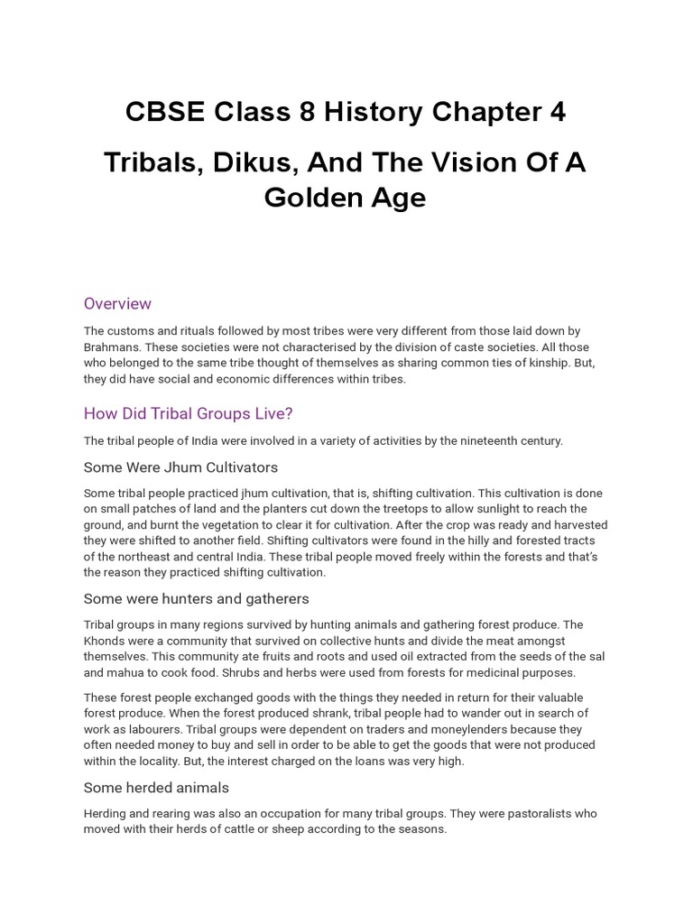 CBSE Class 8 History Chapter 4 Tribals, Dikus, and The Vision of A