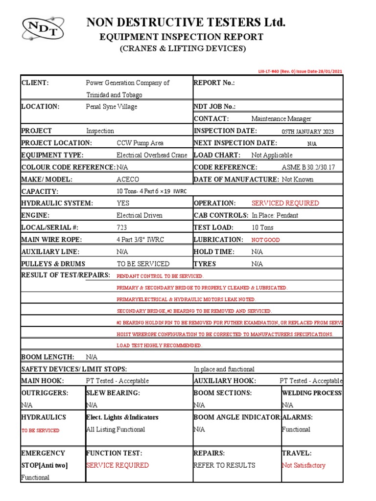 LT 2021-6847 (Equipment Inspection Report - Crane & Lifting Devices ...