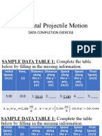 HorizontalProjectile - DataTable Exercises