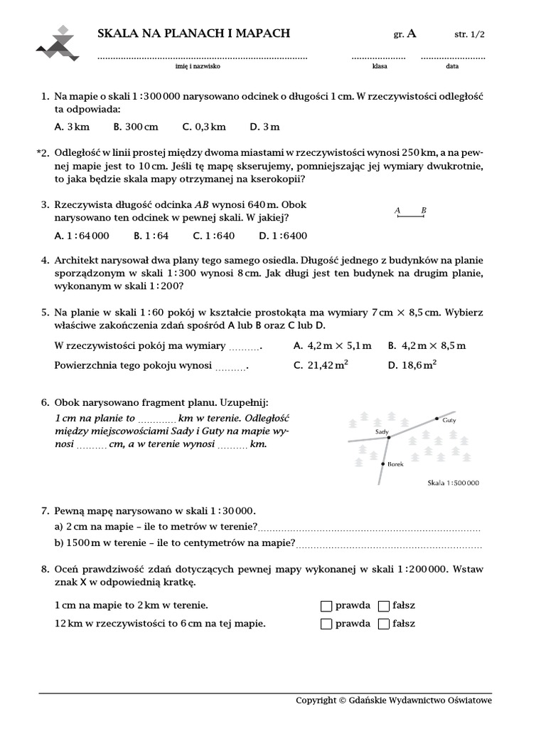 Plan Mapa I Skala Matematyka Klasa 6