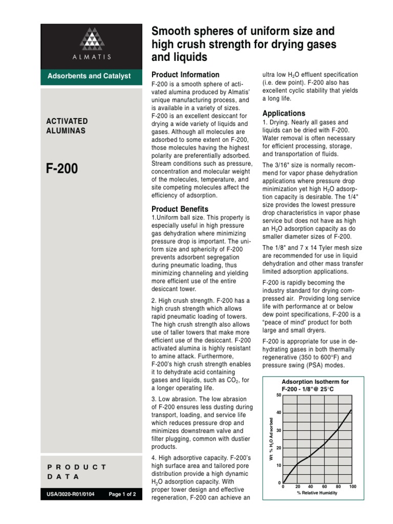 BASF F200 Activated Alumina MSDS | PDF | Adsorption | Chemical Substances