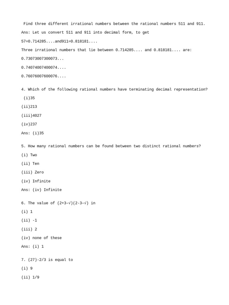 Irrational and Rational Numbers Explained | PDF | Numbers | Rational Number