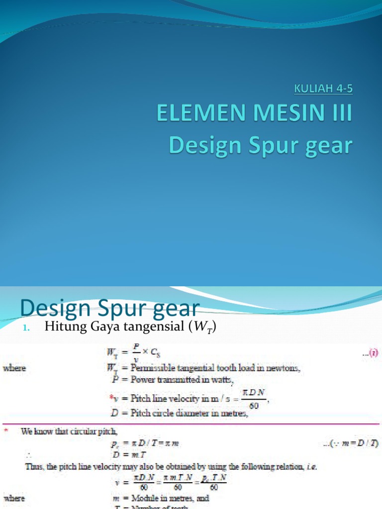 Perhitungan Desain Roda Gigi Spur | PDF | Sains & Matematika