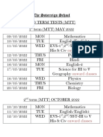 Sovereign School Mid Term Test Schedule 2022-23