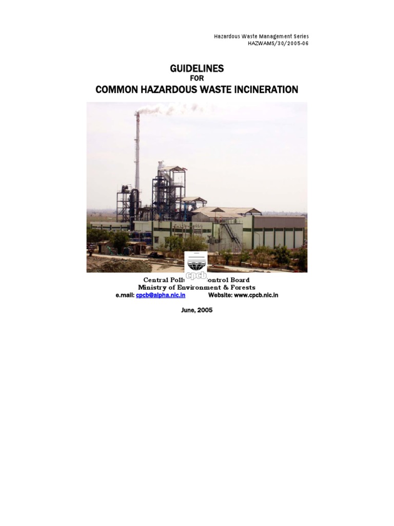 CPCB Guidelines For Common Hazardous Waste Incineration PDF