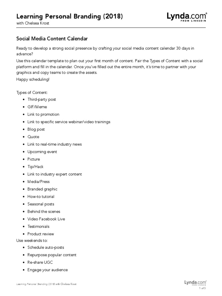 Social Media Content Calendar | PDF | Social Media | Popular Culture ...