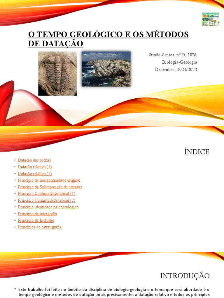 O Tempo Geológico e Os Métodos de Datação | PDF | Geologia | Fóssil