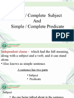 Eng7 Simple Complete Subject and Simple Complete Predicate