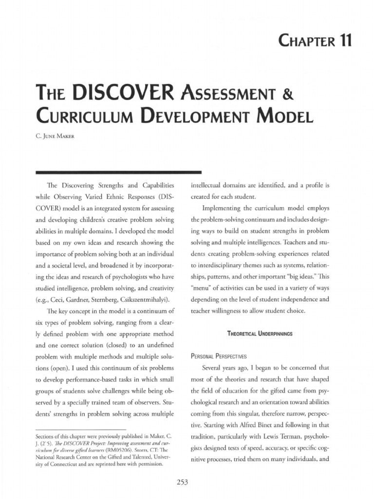 Ch 11 12 the discover assessment curriculum development model