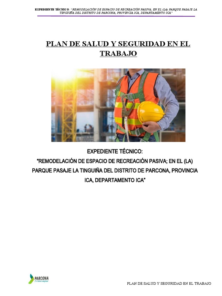 Plan de Seguridad en Parque Pasaje La Tinguiña | PDF | Seguridad y ...