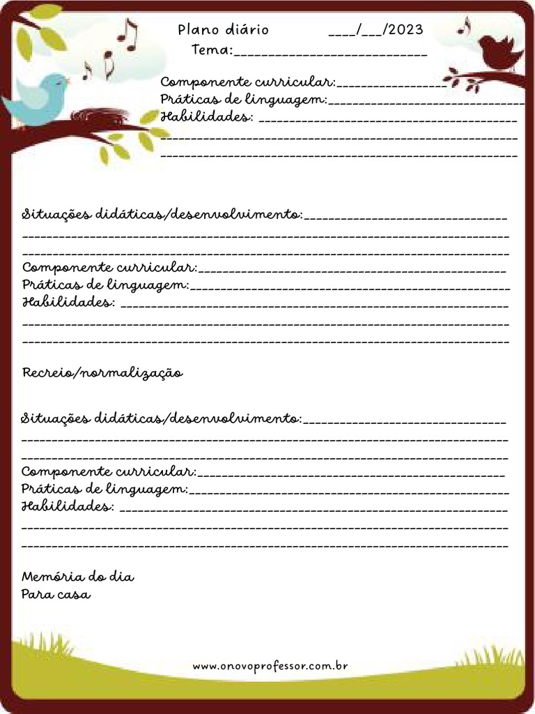 Ficha de Plano de Aula 2023 | PDF