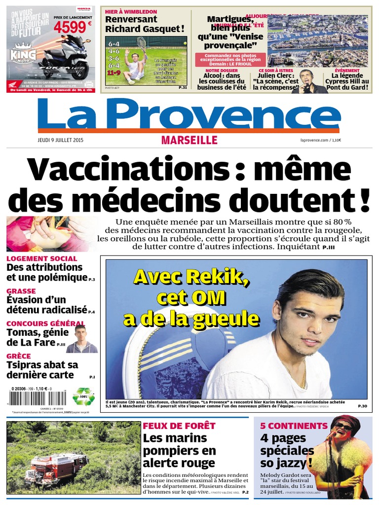 La Provence Marseille Du Jeudi 09 Juillet 2015, PDF