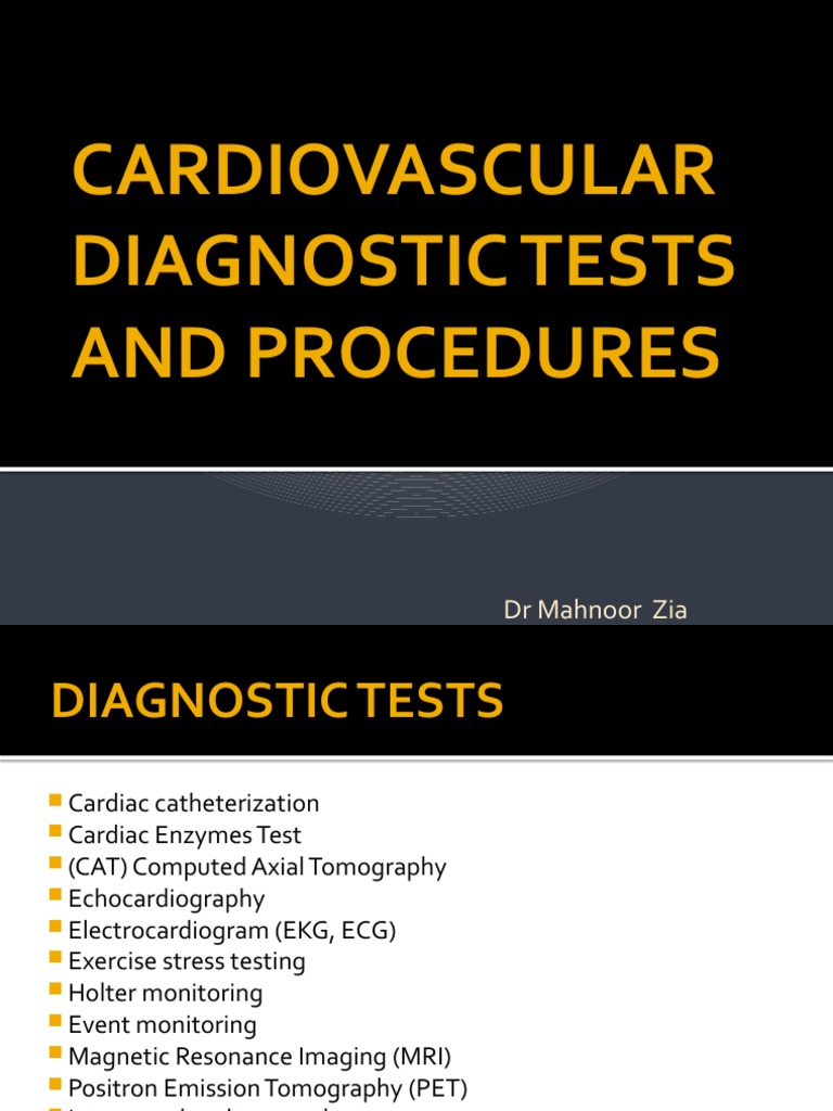 Cardiovascular Diagnostic Tests and Procedures PDF Medical Imaging
