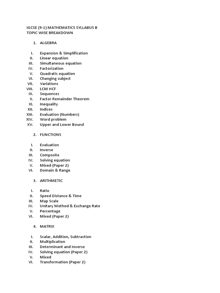 IGCSE Math Syllabus Breakdown | PDF | Trigonometric Functions | Circle
