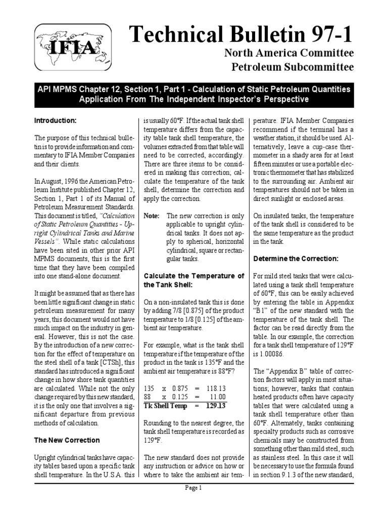 API MPMS Chapter 12.1 Overview | PDF | Temperature | Chemistry