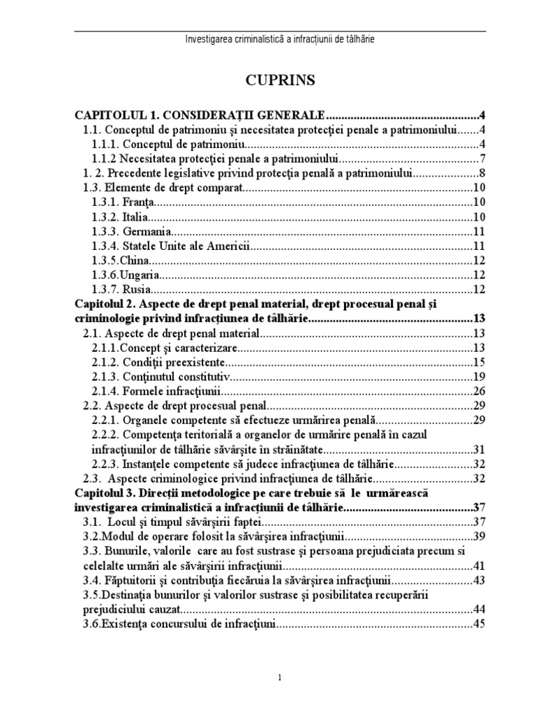 Investigarea Criminalistica A Infractiunii de Talharie | PDF