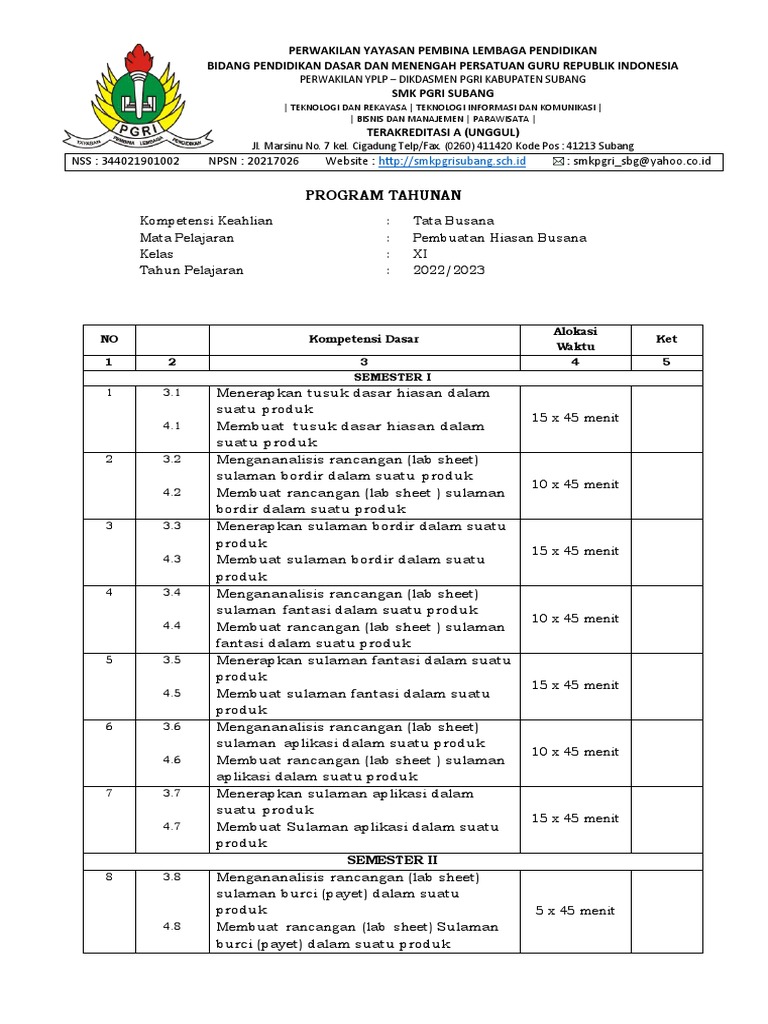 Program Tahunan PHB PDF