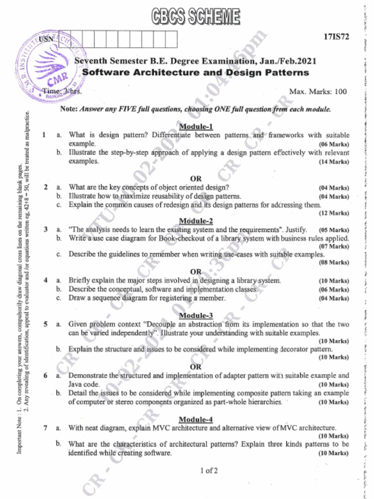 SOFTWARE ARCHITECTURE AND DESIGN PATTERNS VTU NOTES intelligence overview