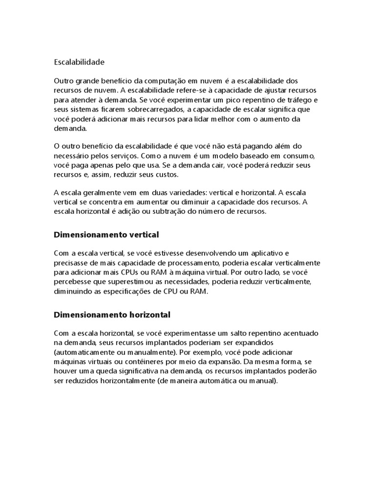 Escalabilidade Horizontal e Vertical na Nuvem | PDF | Negócios ...