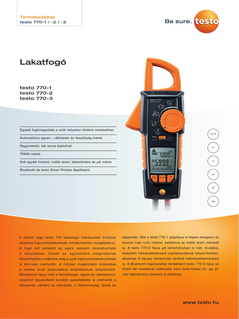 Testo 770 Adatlap | PDF