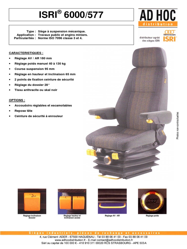 Siège ISRI 6000/577 : Caractéristiques et Options | PDF