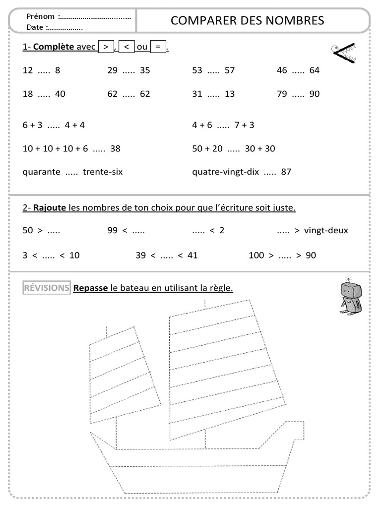 Comparaison de Nombres pour Élèves | PDF