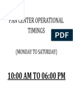 PAN Operational Timings