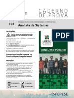 Prova FEPESE - 2022 - UDESC - Analista de Sistemas